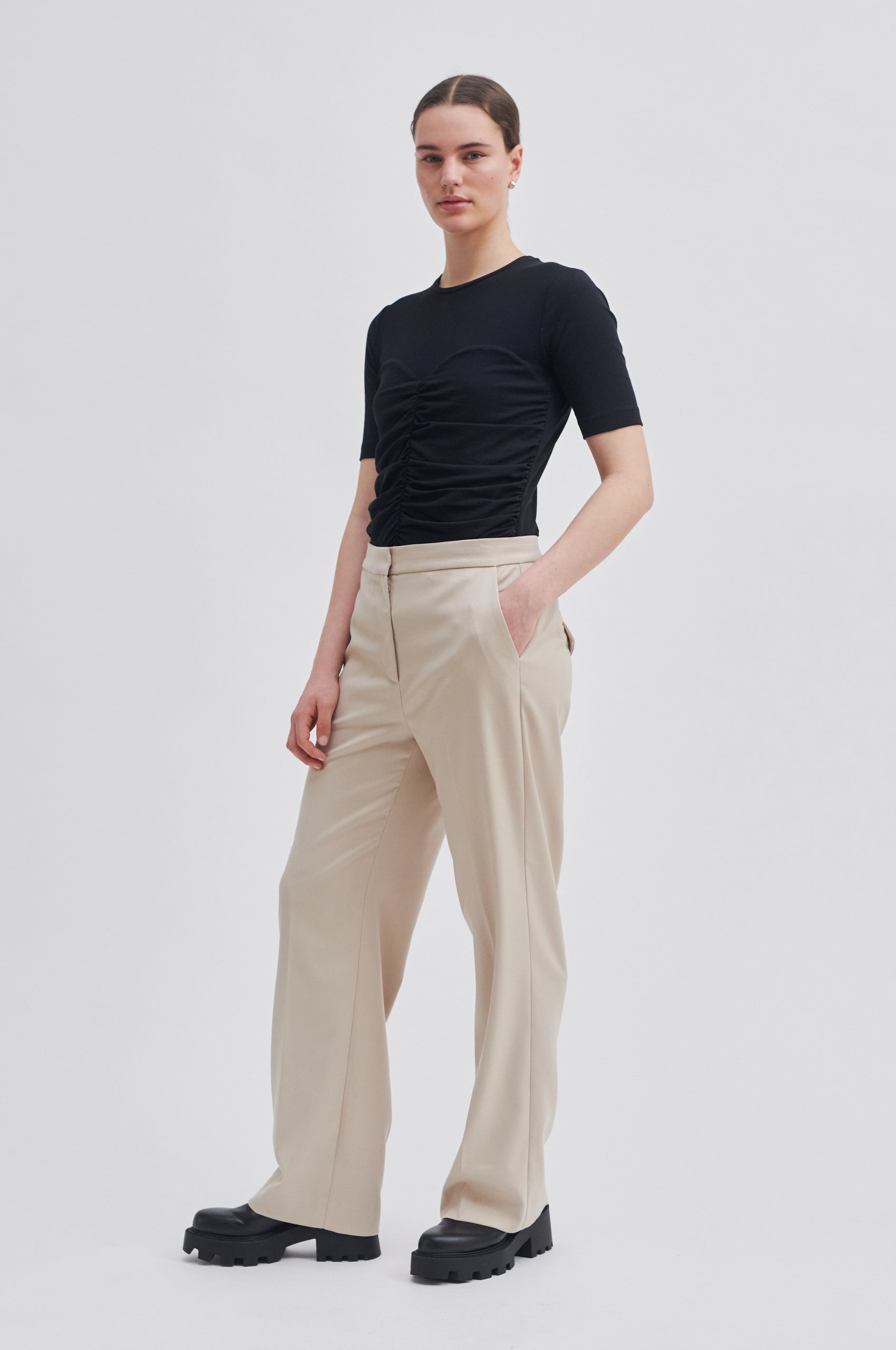 Second Female Kaleem Straight Trousers - Oxford Tan