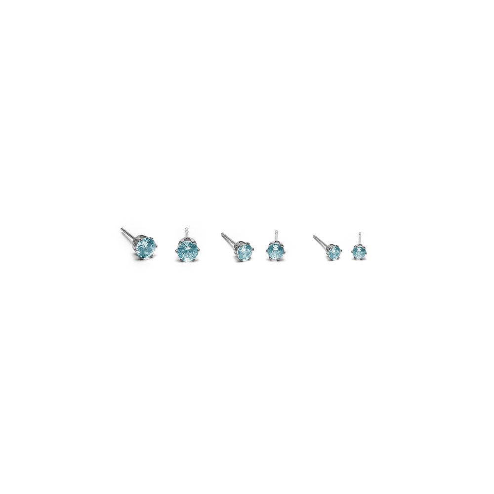 Vestopazzo 3 Pairs of Blue Stud Earrings Set (CRW3000 - 012183) - Blue/Silver