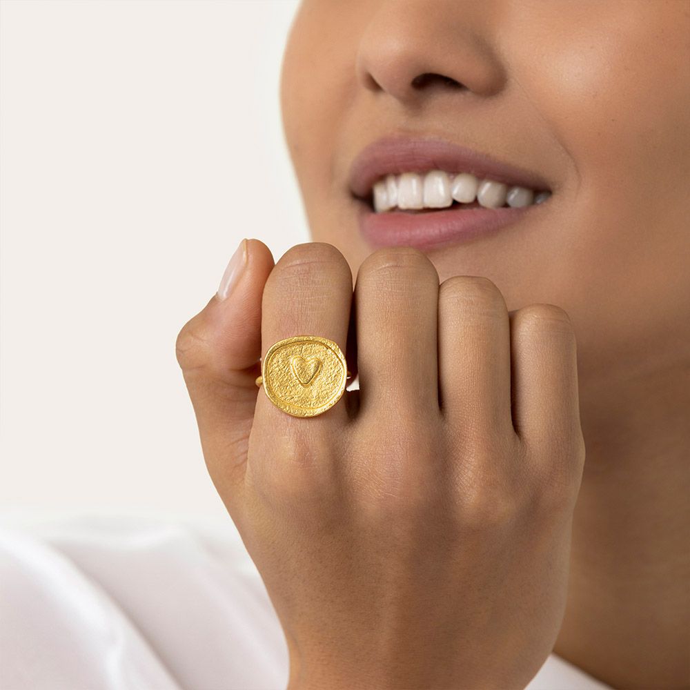 Vestopazzo Heart Coin Ring (DD15075S) - gold