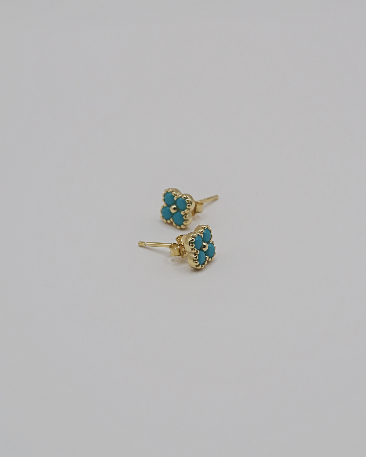 Humbleworks Brigida Blue Flower Studs Earrings - Gold