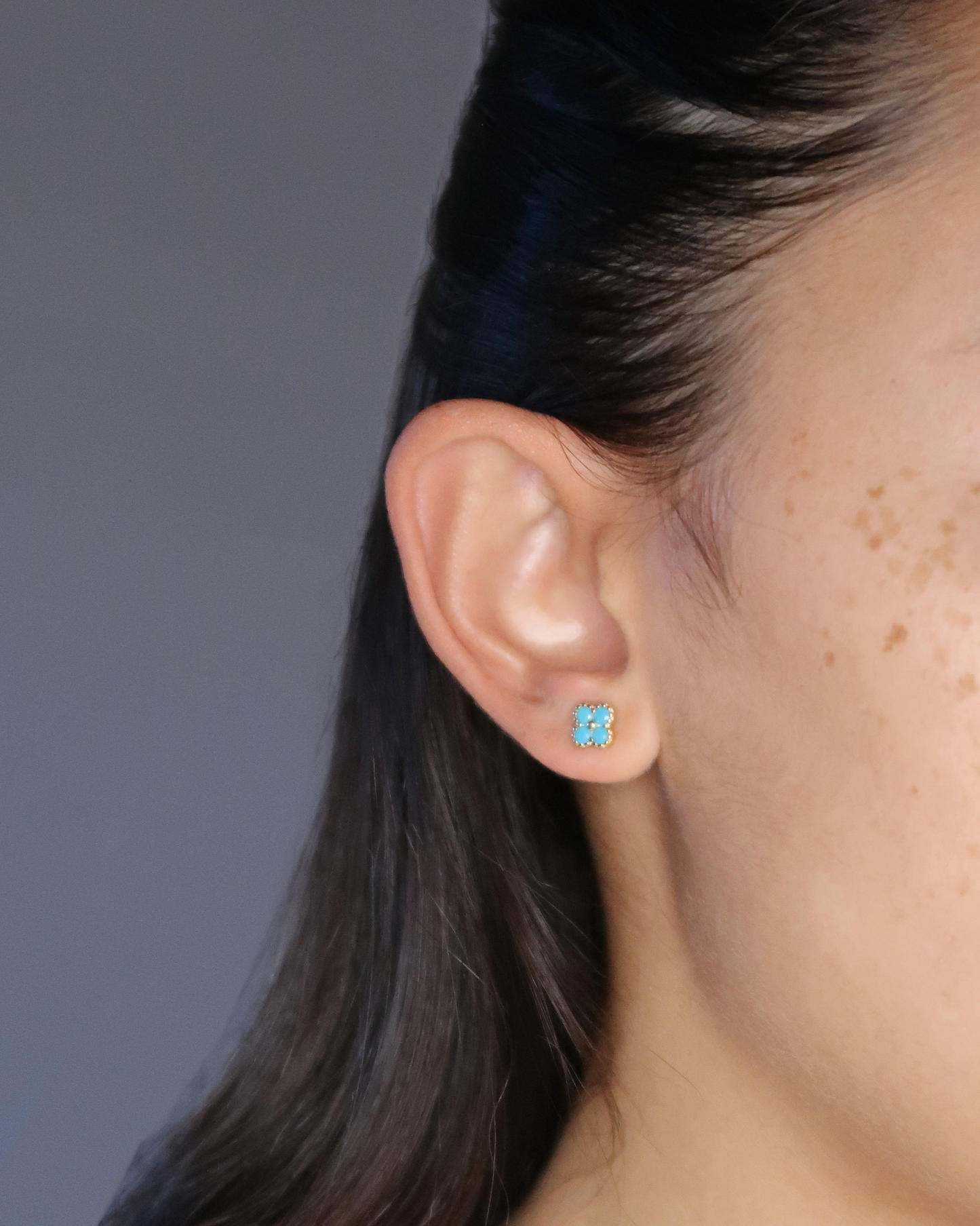 Humbleworks Brigida Blue Flower Studs Earrings - Gold