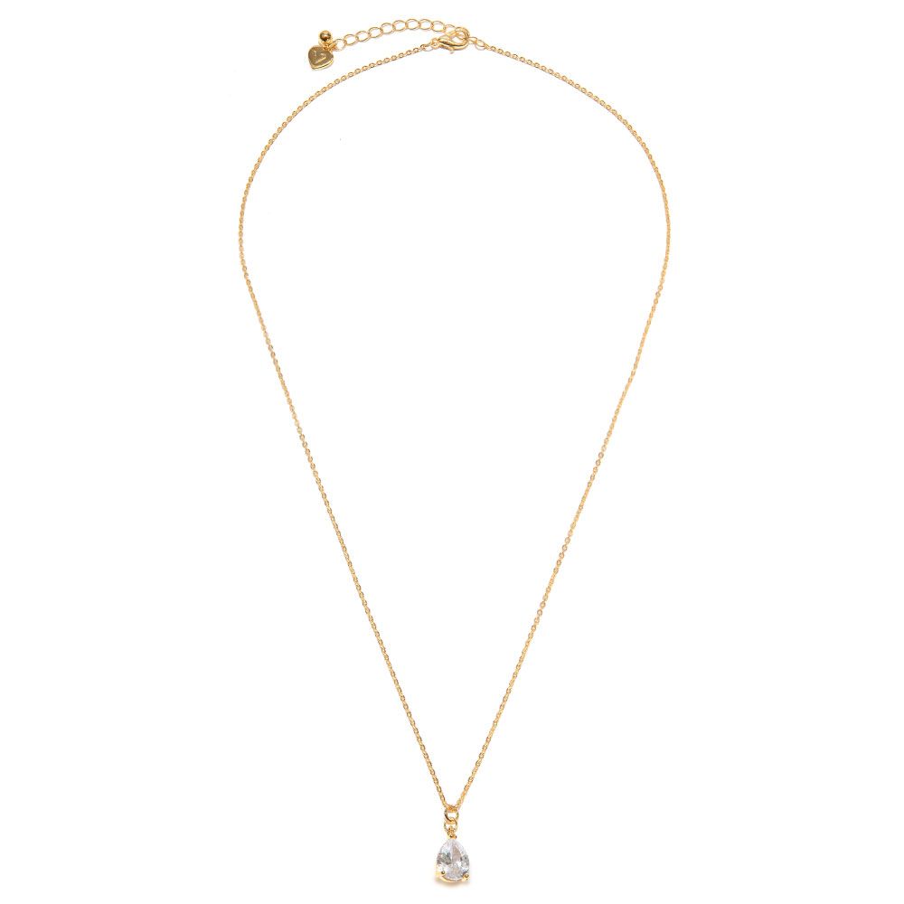 Vestopazzo Drop Solitaire Short Necklace (KG2007) - Gold