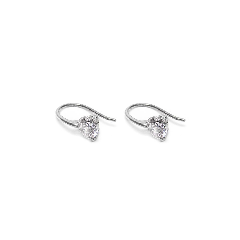 Vestopazzo Zircon Back Hook Earrings (KS3004) - Silver