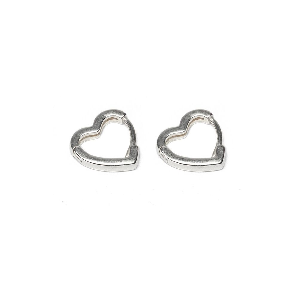 Vestopazzo Medium Heart Silhouette Earrings (LO80274) - Silver
