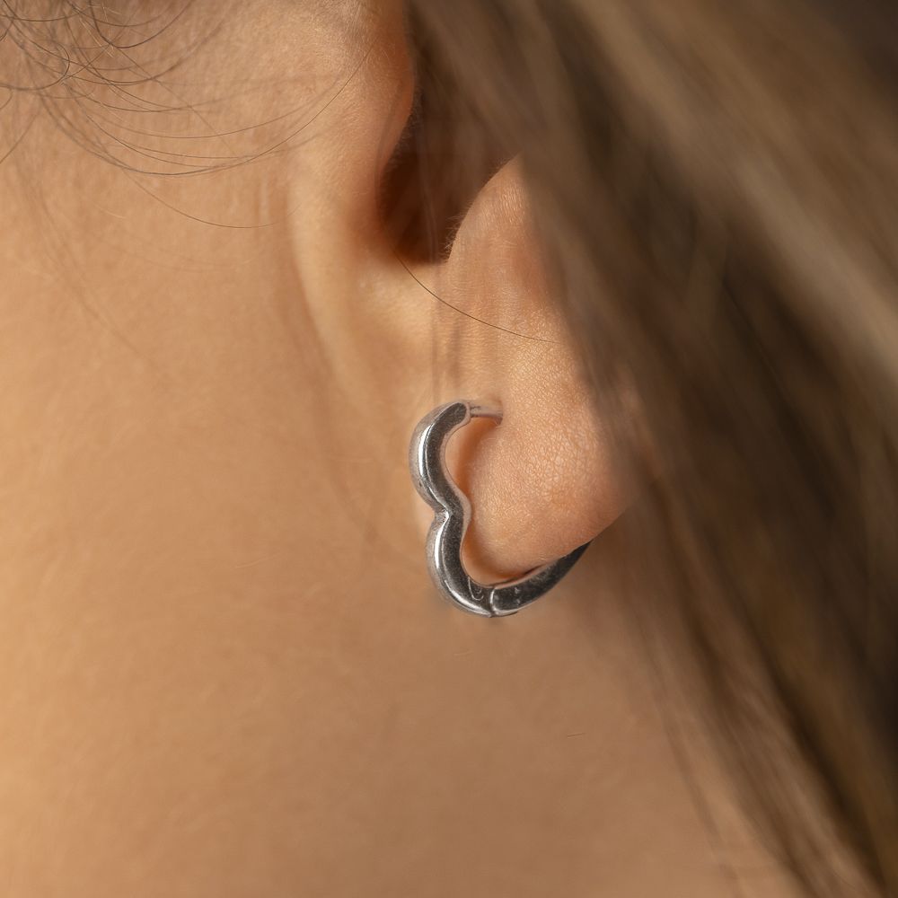Vestopazzo Medium Heart Silhouette Earrings (LO80274) - Silver