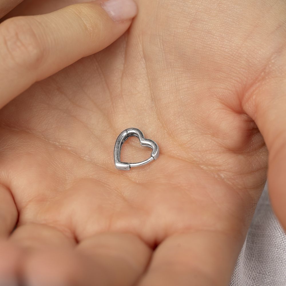 Vestopazzo Medium Heart Silhouette Earrings (LO80274) - Silver