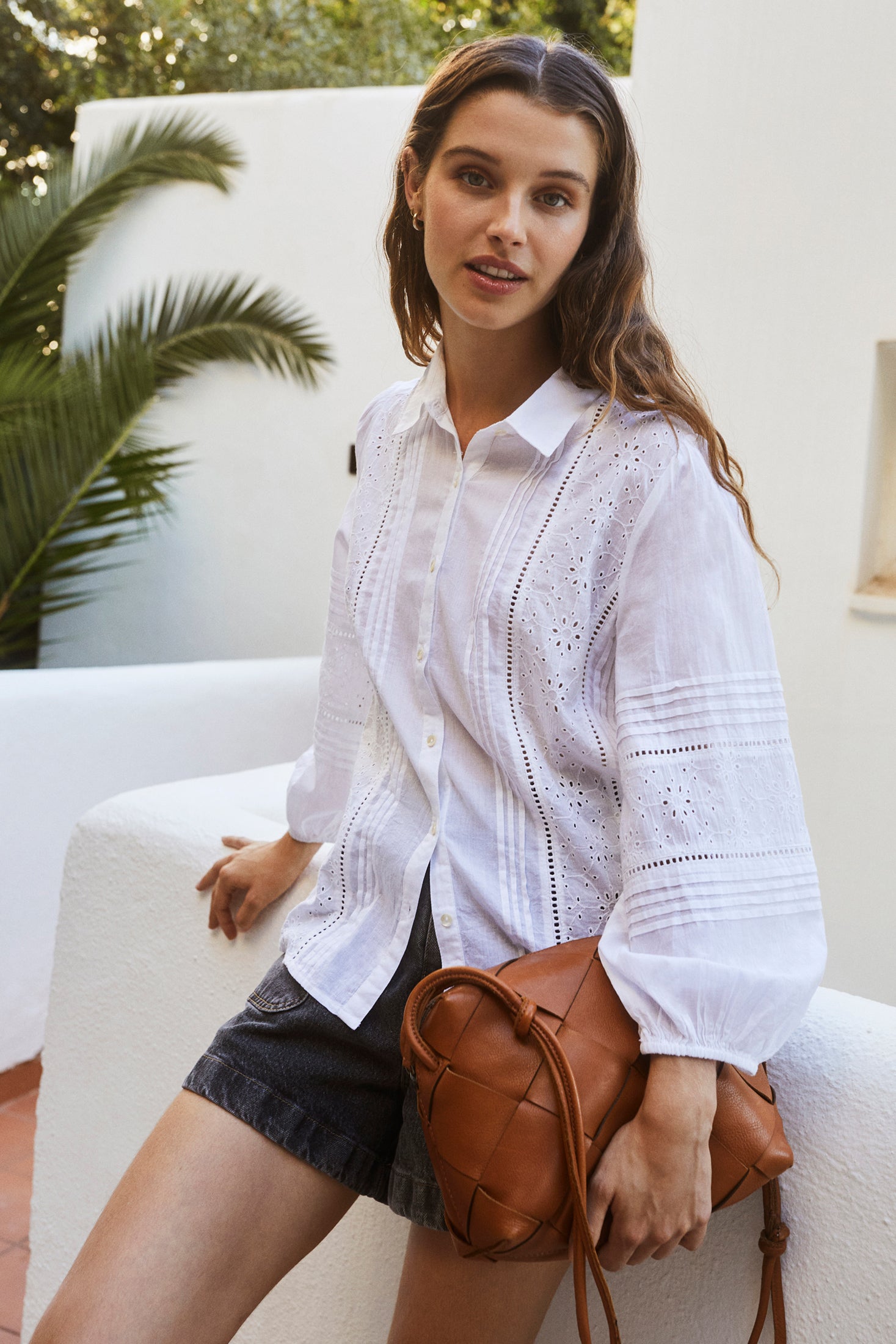 Indi & Cold Embroidered Voile Shirt (MC113) - Blanco
