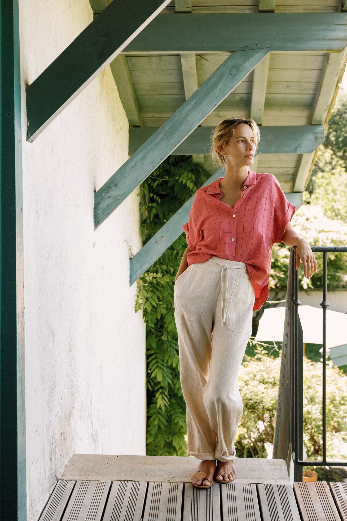 Indi & Cold Windowpane Check Shirt (MI221) - Sandia