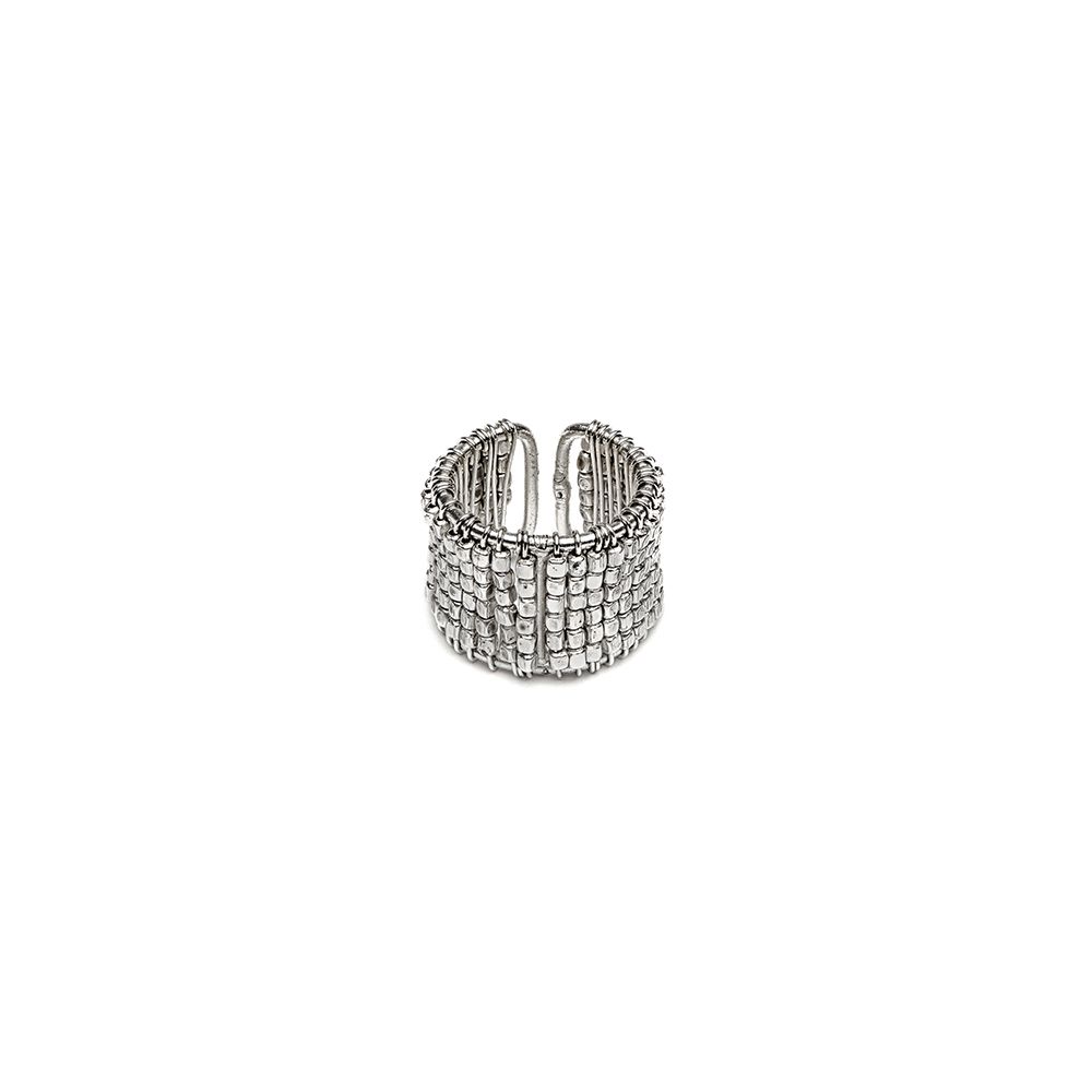 Vestopazzo Micro Nuggets Braided Wire Band Ring (MI5050) - Silver