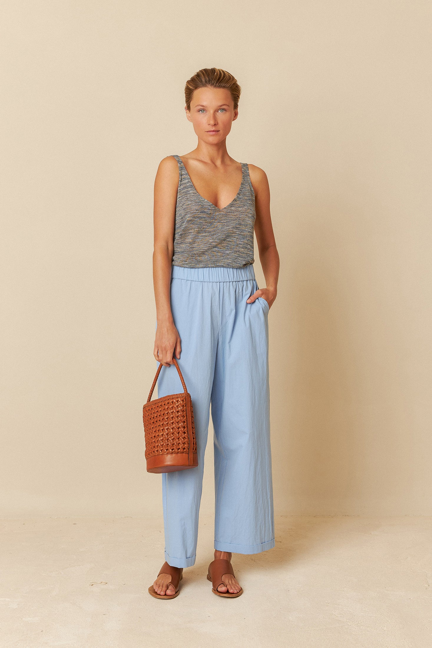 Indi & Cold Poplin Crop Pant (NJ291) - Cielo