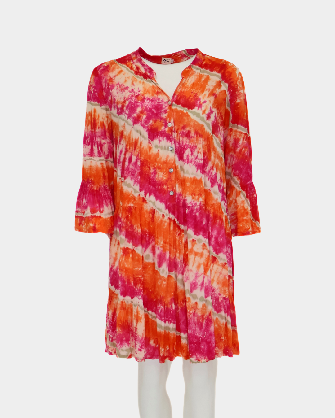 SC Nazare Tiered Dress - Pink/Orange Tie Dye Sorrento Collective SC Nazare Tiered Dress - Pink/Orange Tie Dye Sorrento Collective