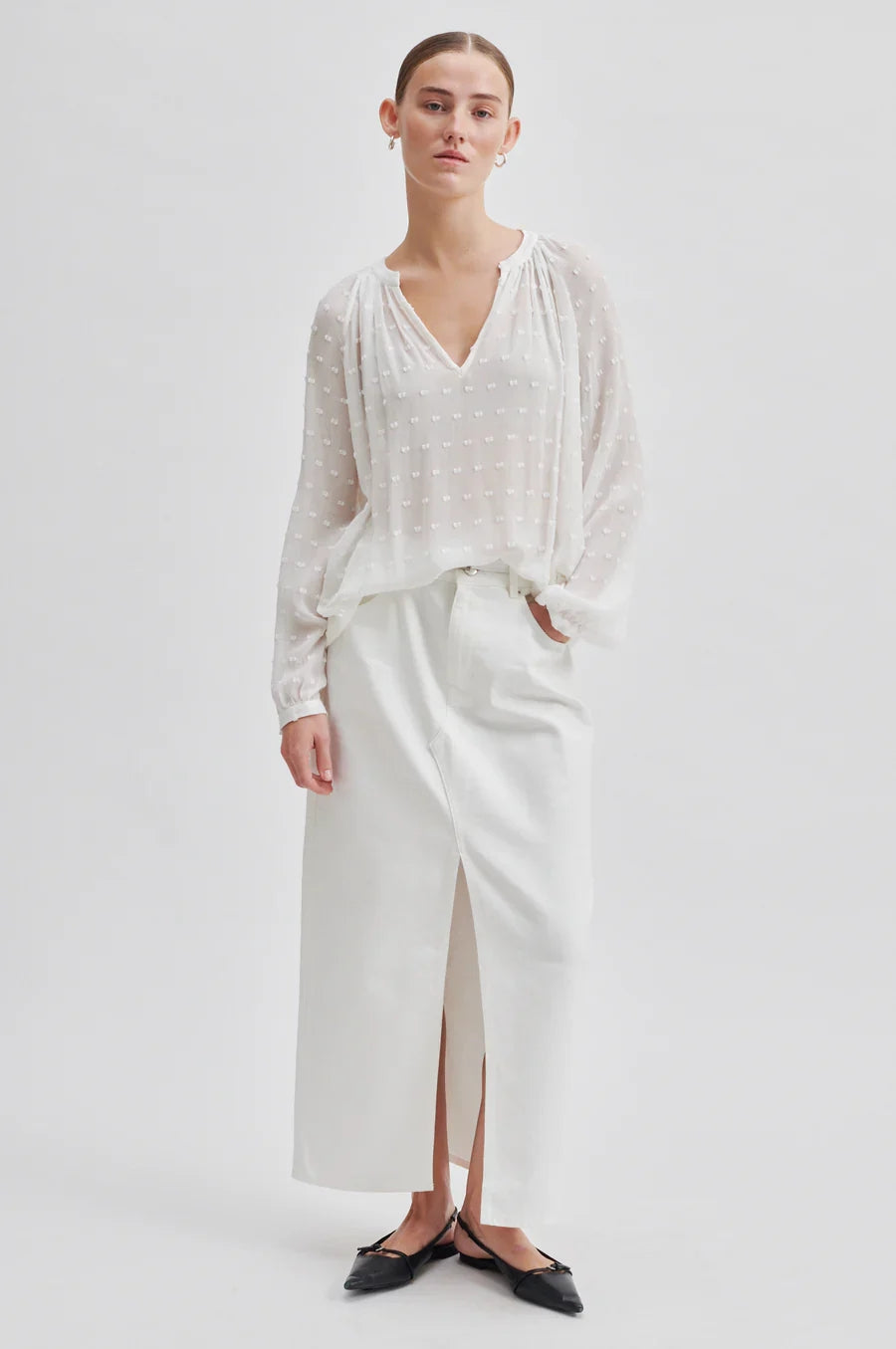 Second Female Cilla Textured Blouse - Snow White