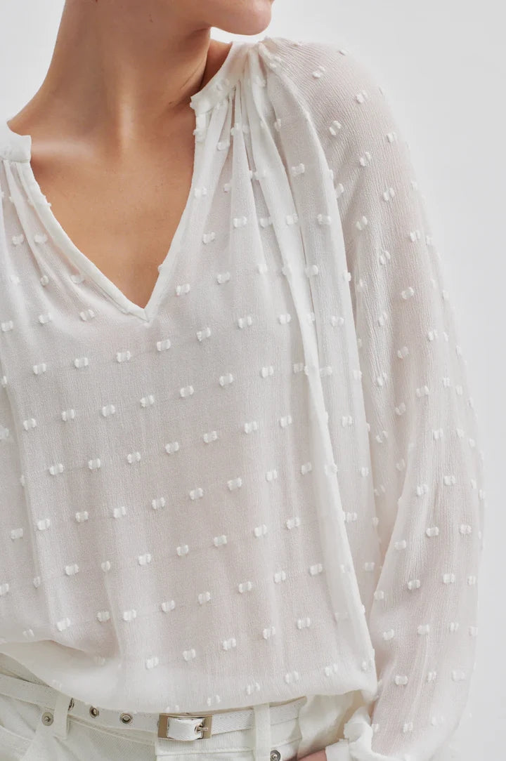 Second Female Cilla Textured Blouse - Snow White