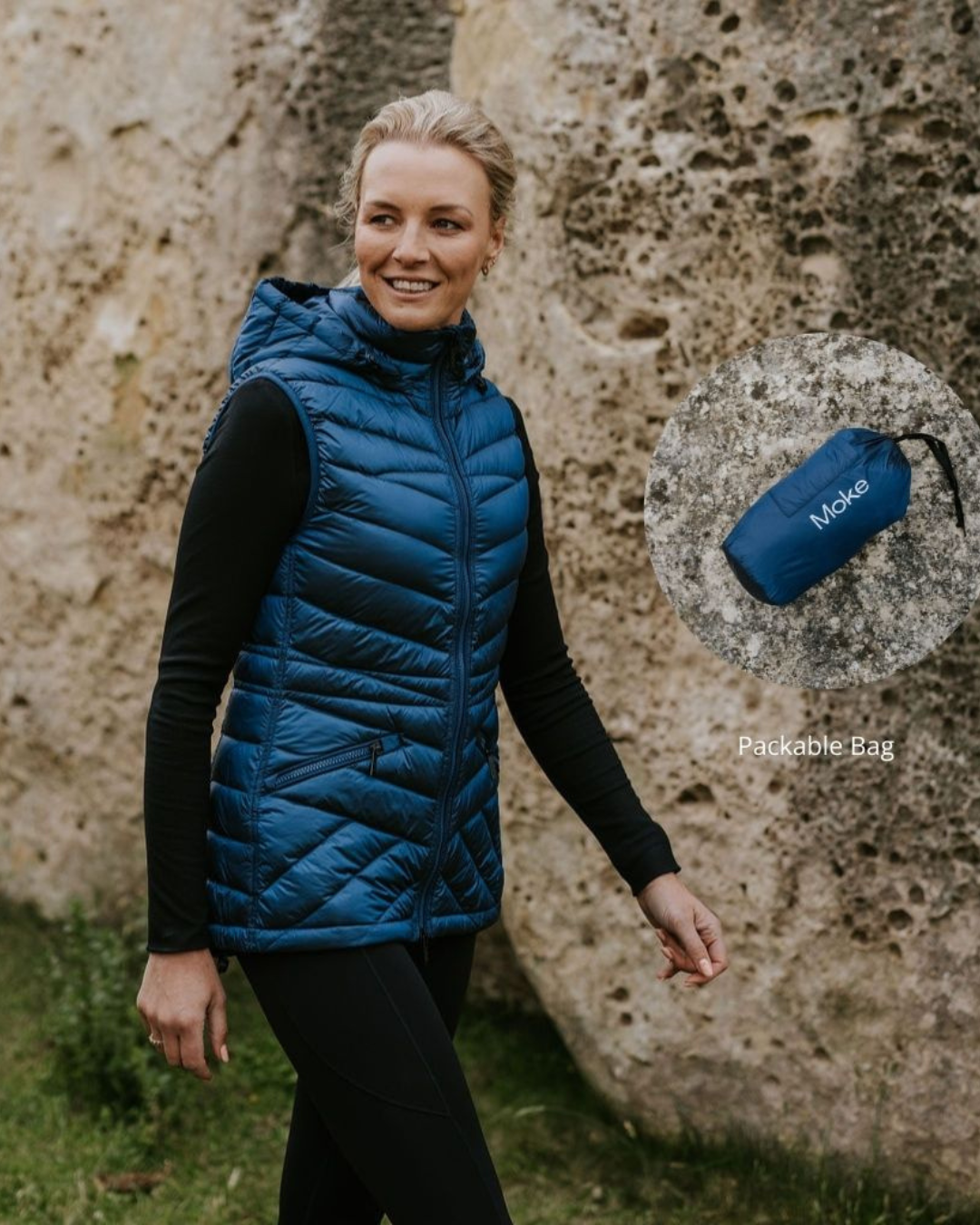 Moke Mary Claire Packable Vest - Moonlight