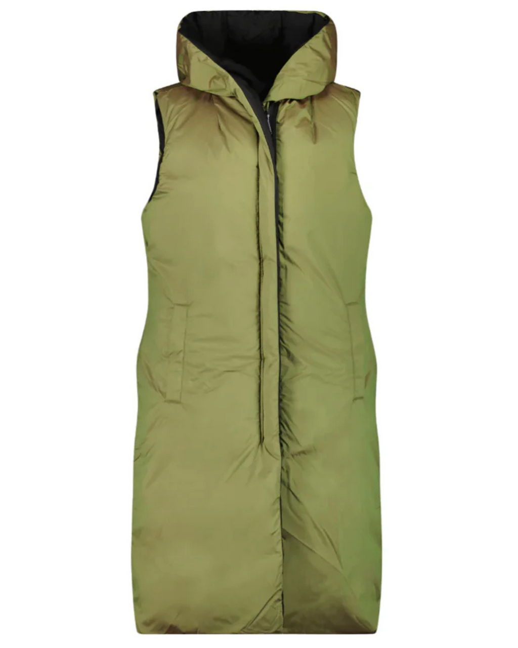 Moke Kyri Long Reversible Vest - Avocado/Black