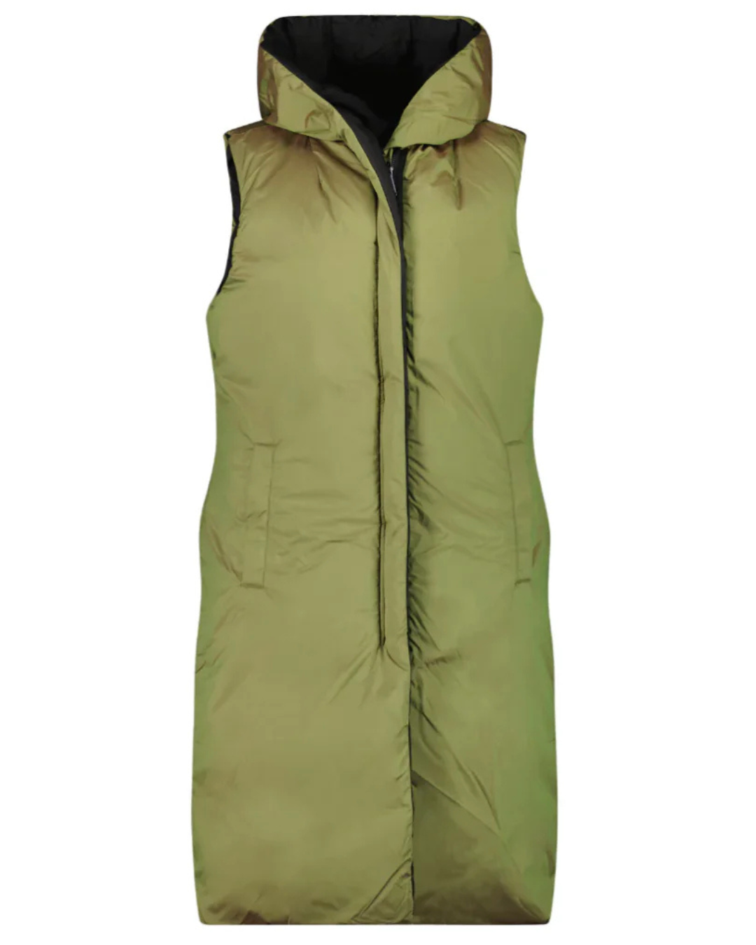 Moke Kyri Long Reversible Vest - Avocado/Black