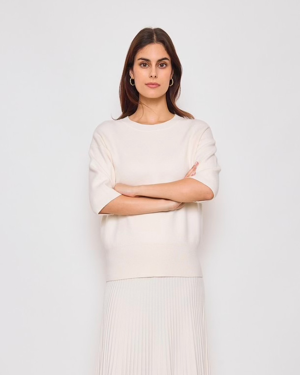 Sunny Studio Paris Elsa 3/4 Sleeve Crew - Ecru