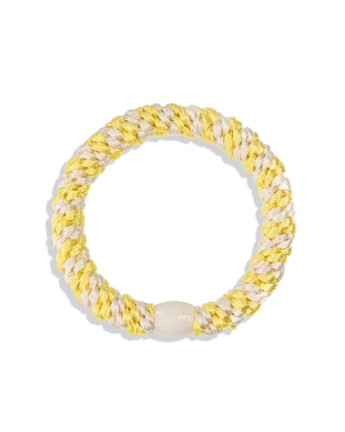 KKNEKKI HAIR TIES - Lemon Ivory Stripe