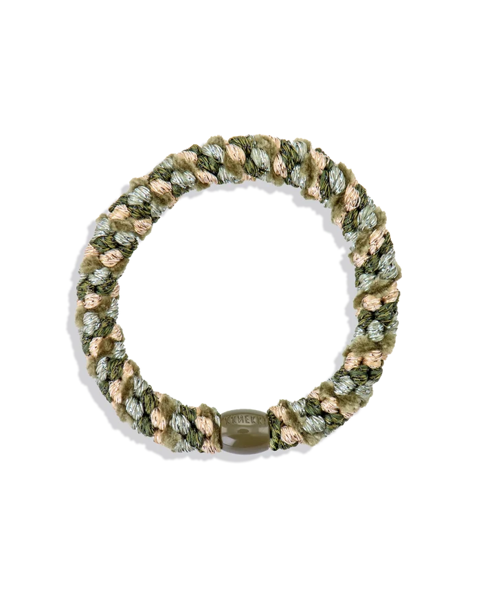 KKNEKKI HAIR TIES - Green Beige Glitter