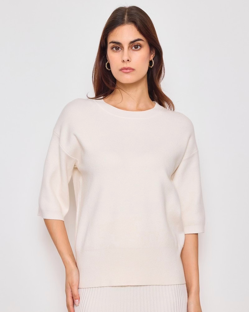 Sunny Studio Paris Elsa 3/4 Sleeve Crew - Ecru