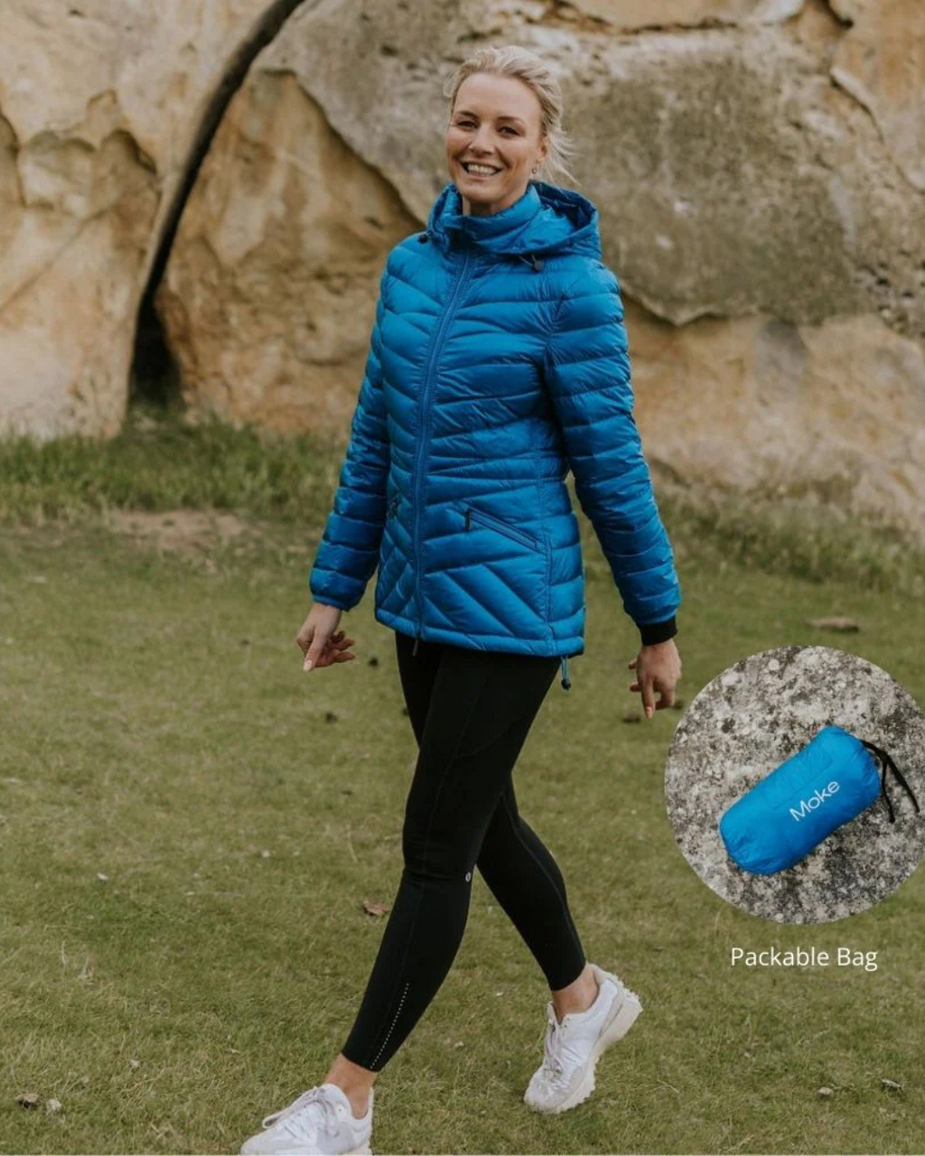 Moke Cushla Packable Down Jacket - Imperial Blue