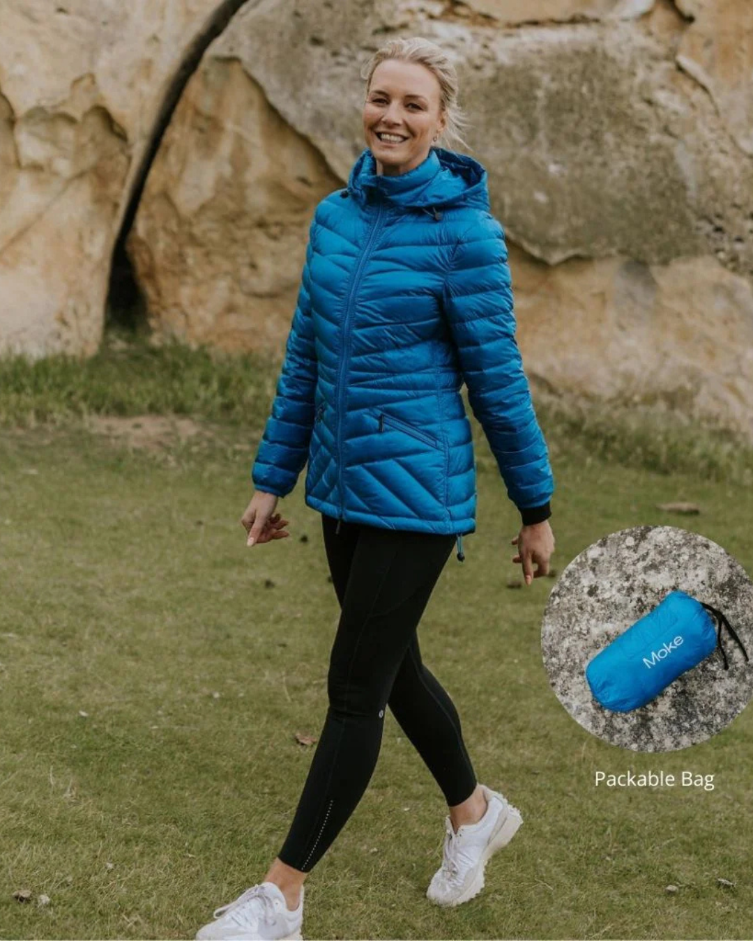 Moke Cushla Packable Down Jacket - Imperial Blue