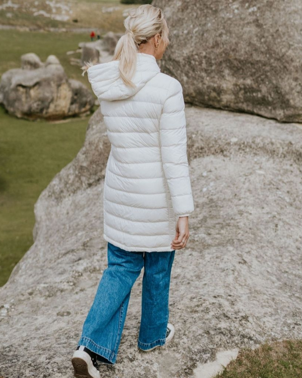 Moke Sarah Long Packable Down Coat - Cream