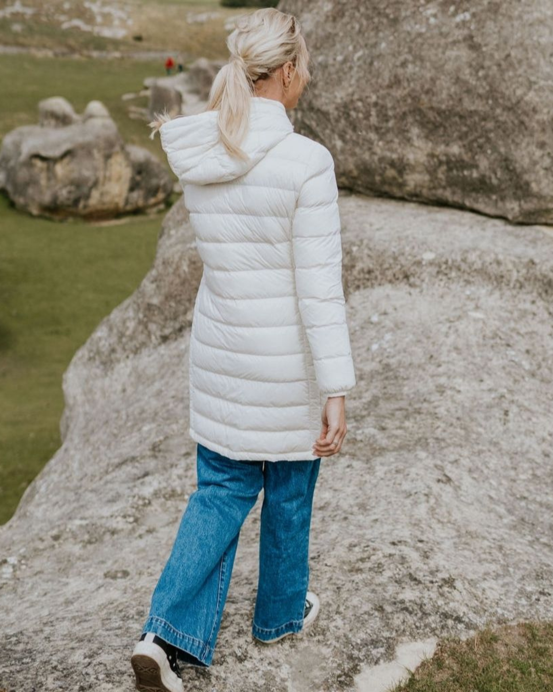 Moke Sarah Long Packable Down Coat - Cream