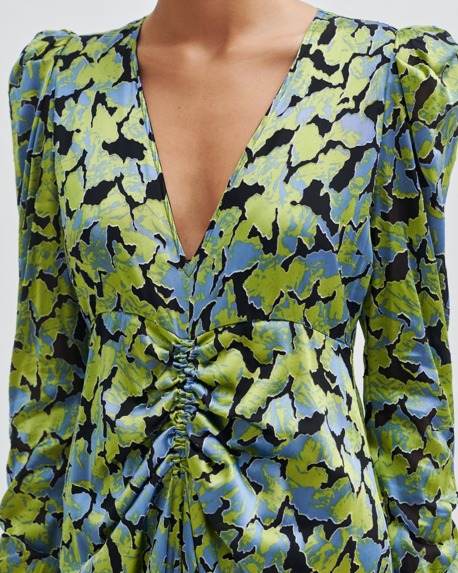 Second Female Lelou Foil Print Dress - Shadow Lime