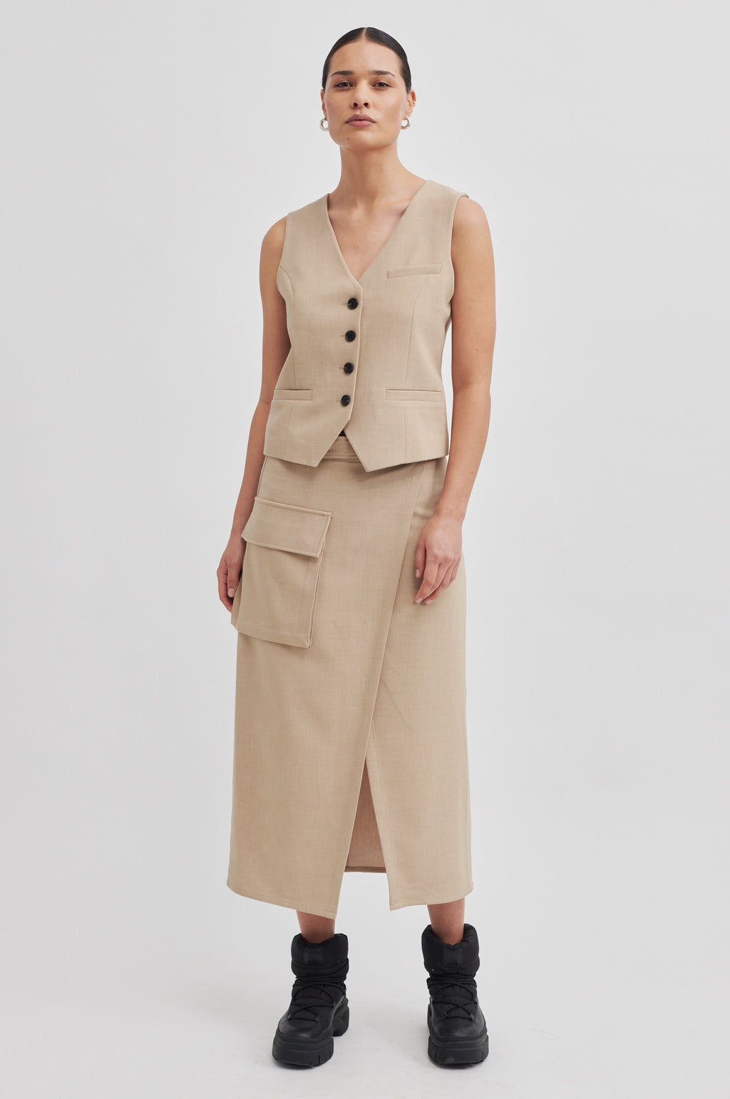 Second Female Felice Pocket Detail Skirt - Roasted Cashew