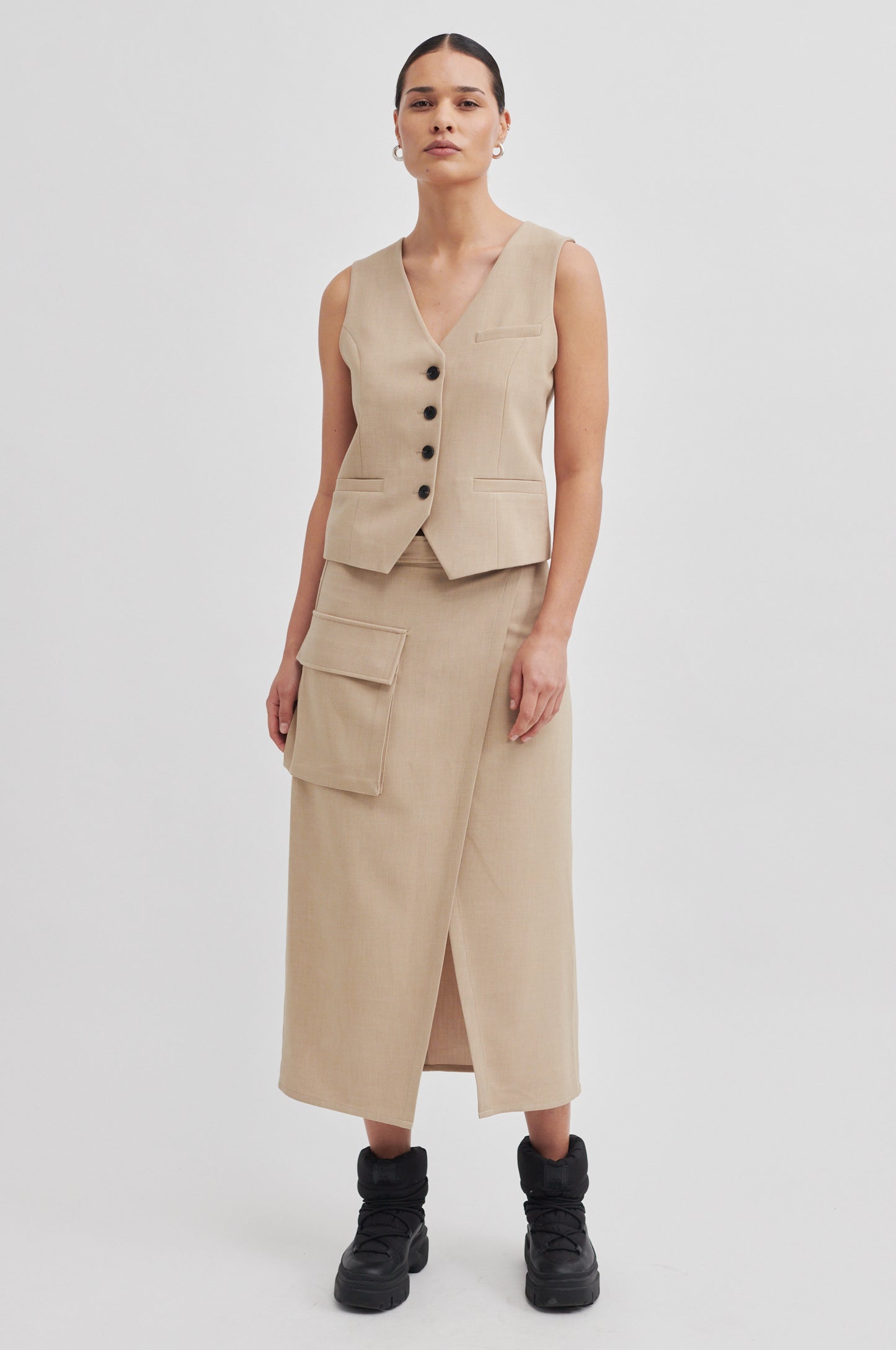 Second Female Felice Pocket Detail Skirt - Roasted Cashew