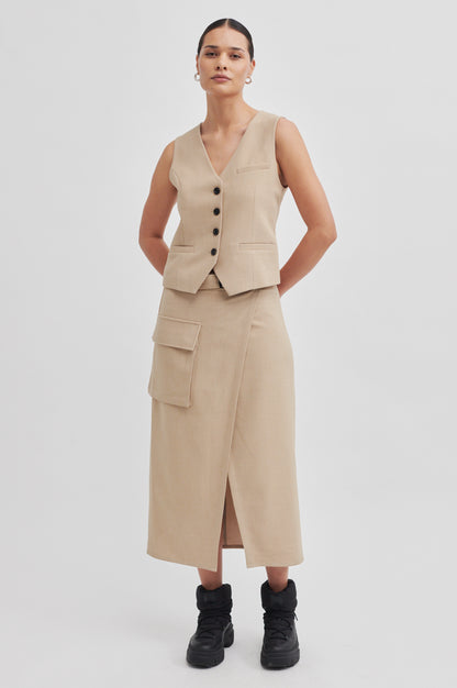 Second Female Felice Pocket Detail Skirt - Roasted Cashew