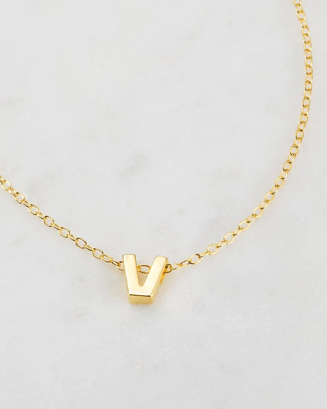 Zafino Gold Letter Necklace - V