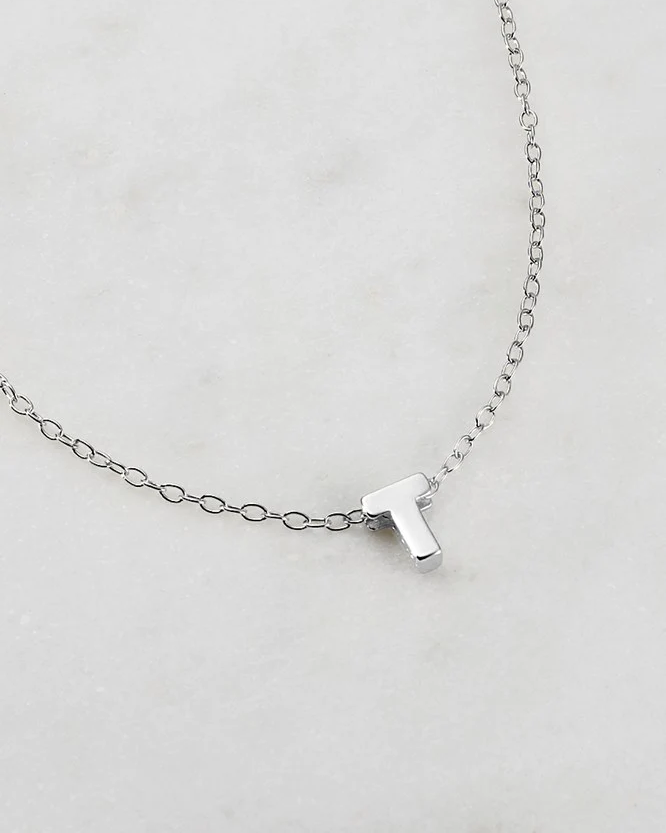 Zafino Silver Letter Necklace - T