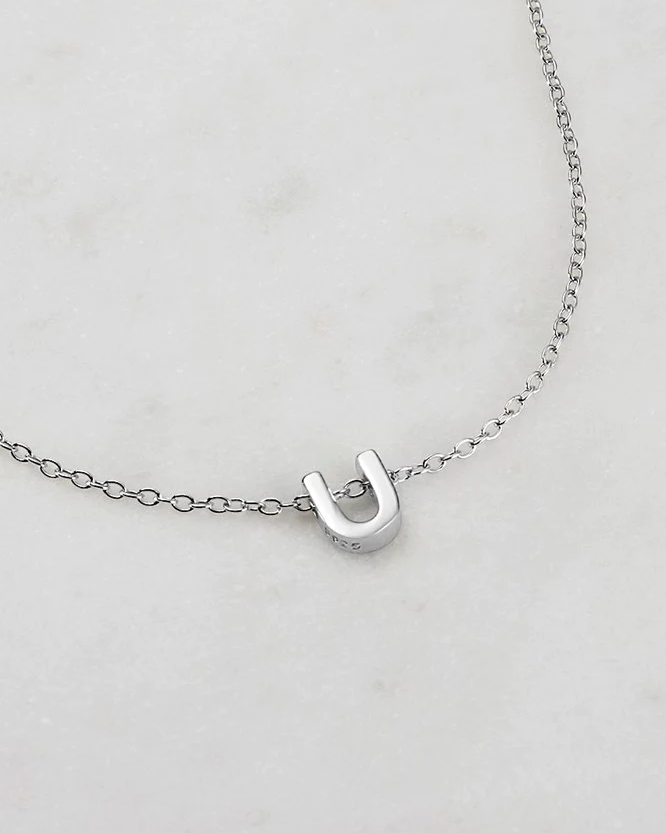 Zafino Silver Letter Necklace - U
