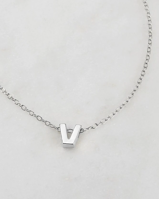 Zafino Silver Letter Necklace - V