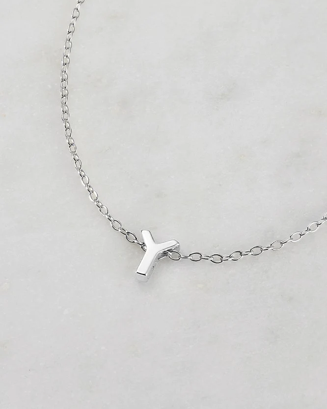 Zafino Silver Letter Necklace - Y
