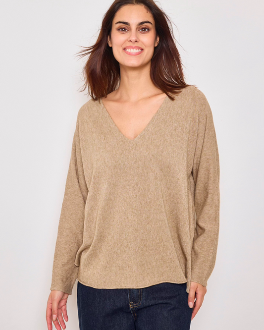 Sunny Studio Paris Amalia V Neck - Camel