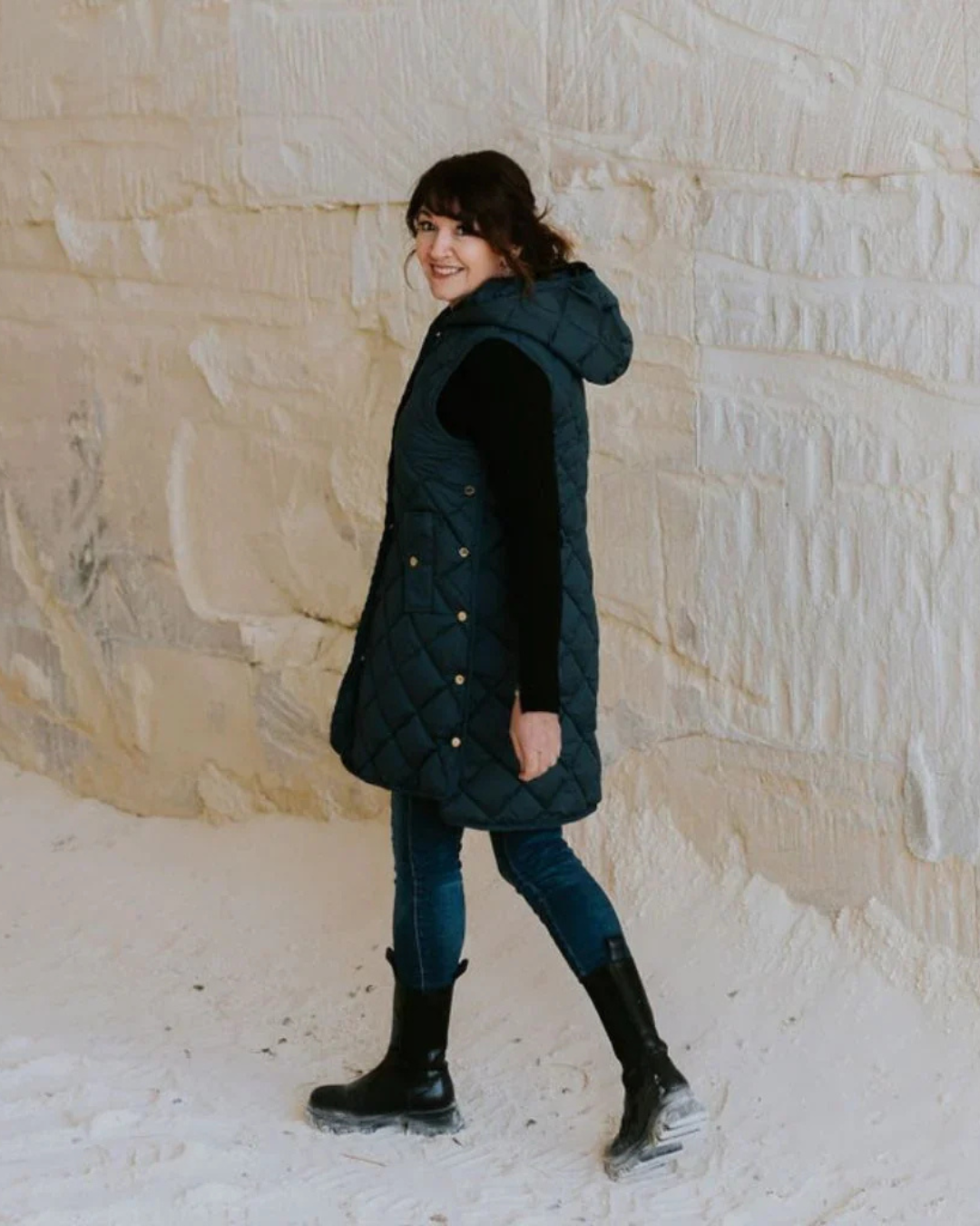 Moke Mae Long Vest - Midnight Blue