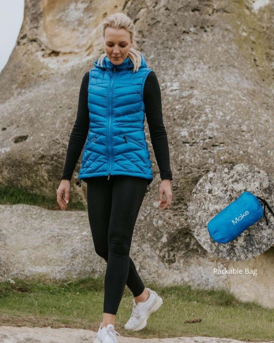 Moke Mary Claire Packable Vest - Imperial Blue