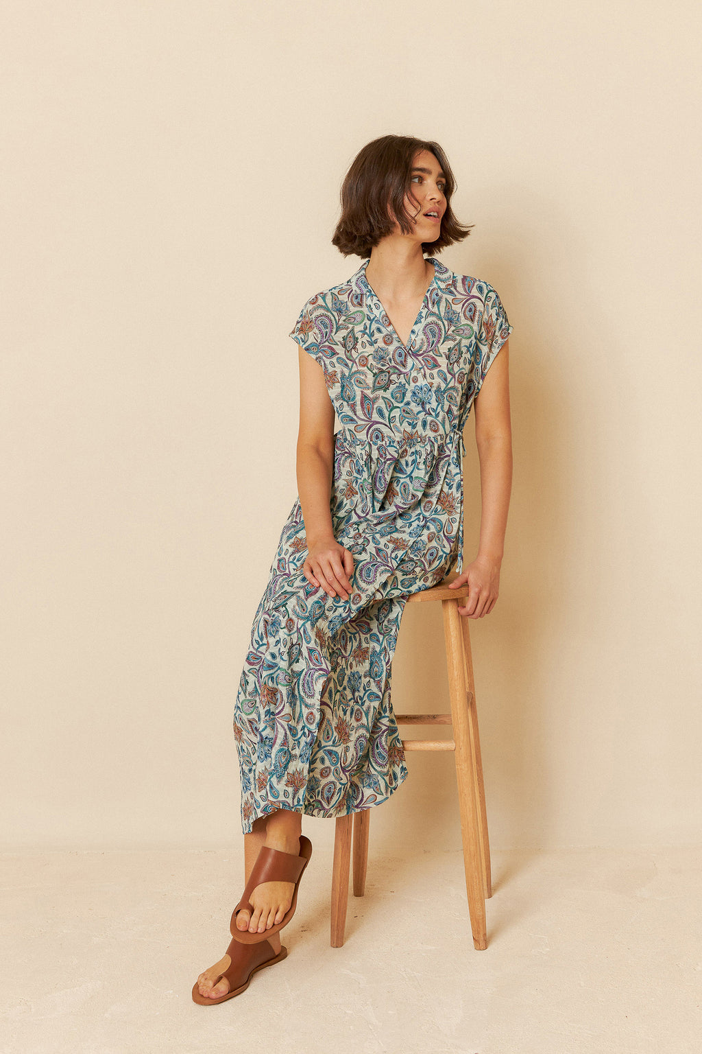 Indi & Cold Paisley Crossover Dress (AD190) - Multi