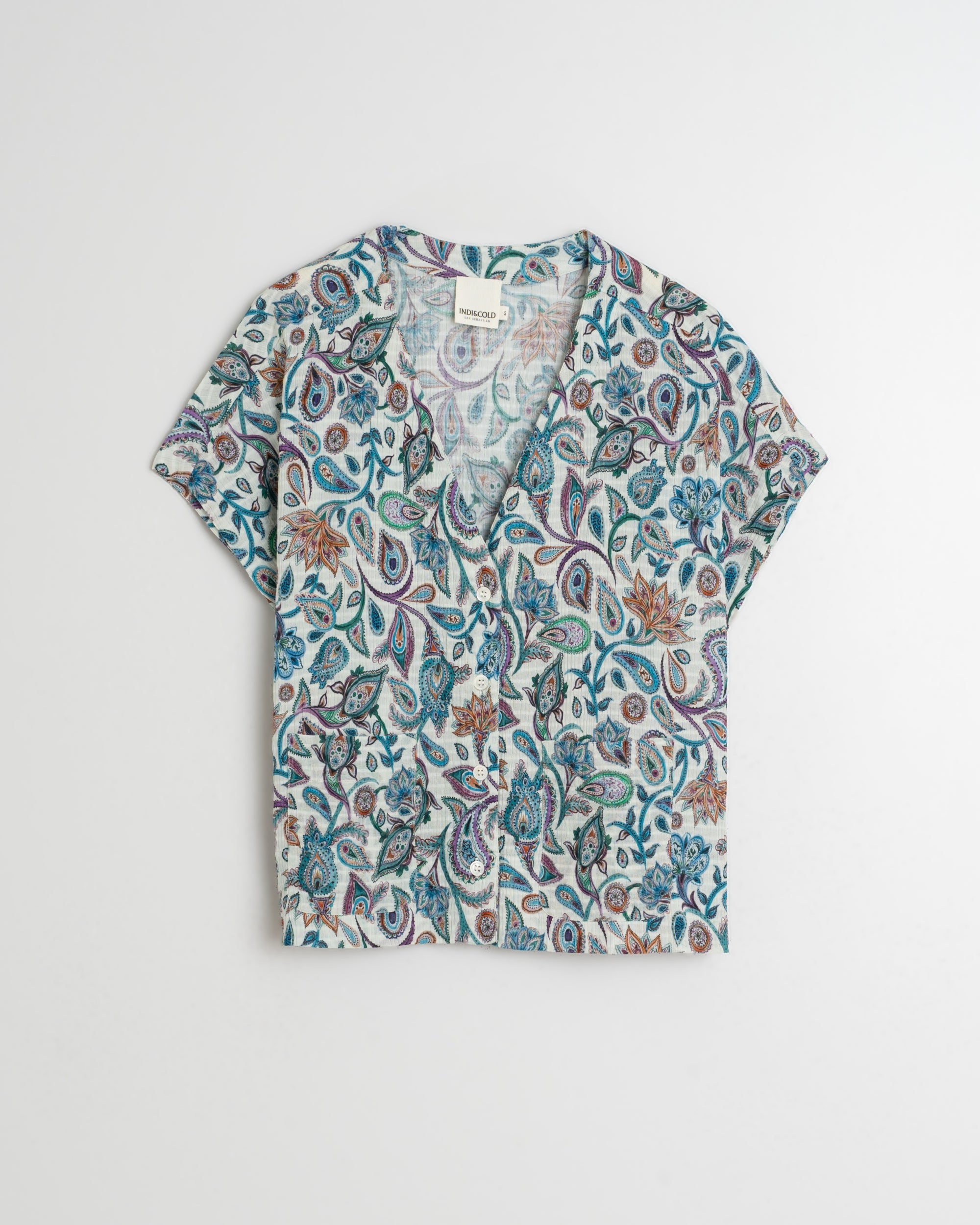 Indi & Cold Paisley Crop Shirt (AD191) - Multi