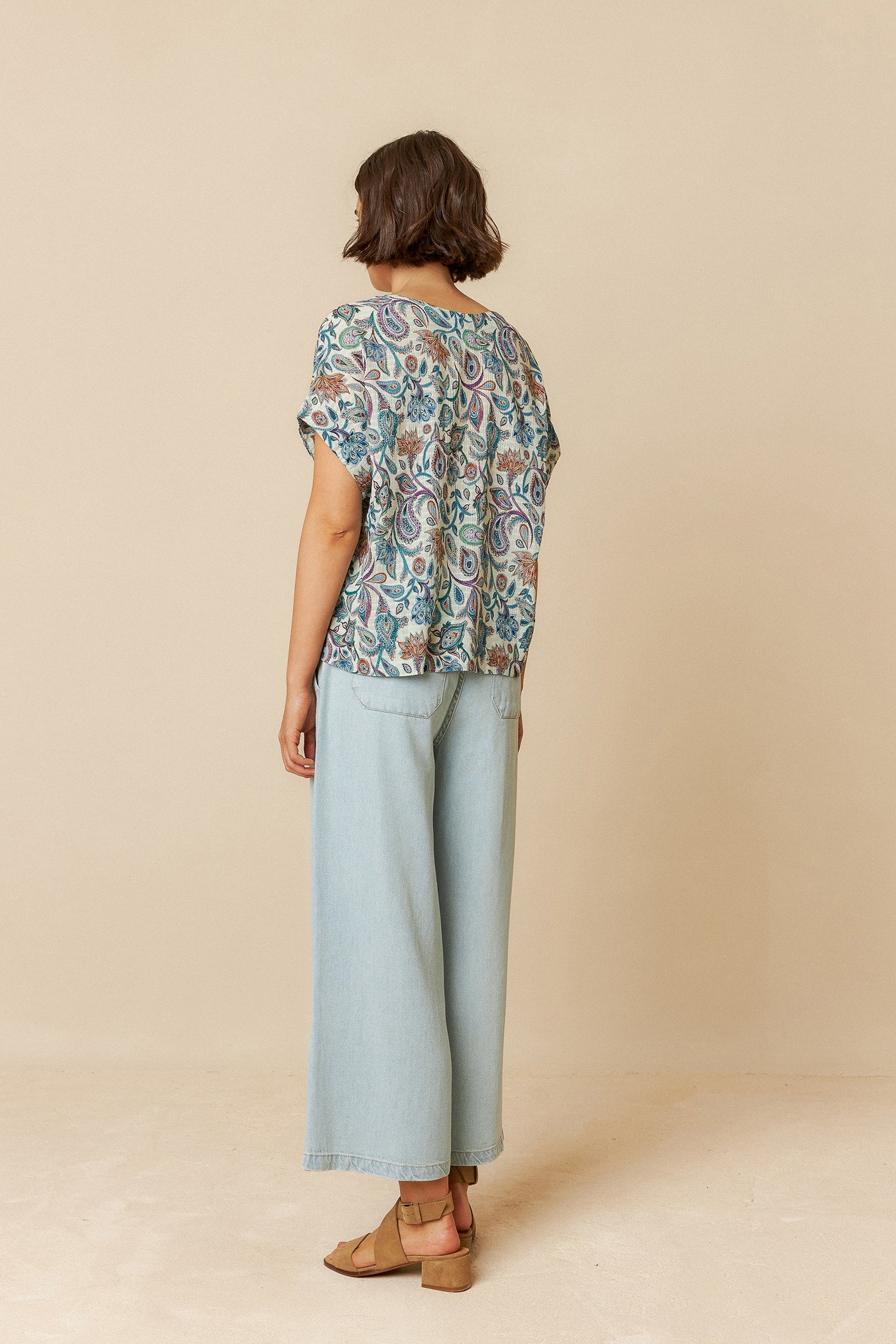 Indi & Cold Paisley Crop Shirt (AD191) - Multi