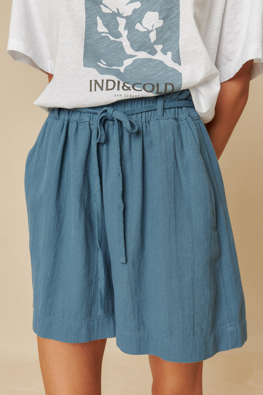 Indi & Cold Panama Cotton Shorts (AD263) - Indigo
