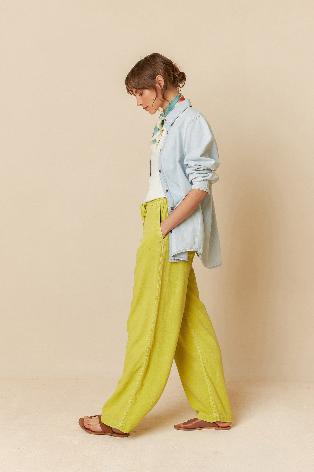 Indi & Cold Maxi Wide Leg Pants (AD268) - Pistacho