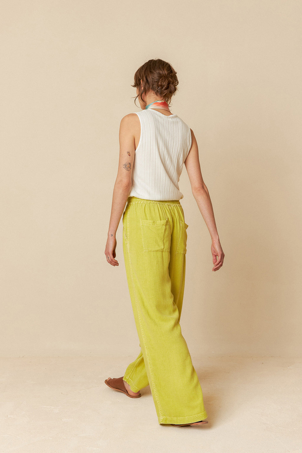 Indi & Cold Maxi Wide Leg Pants (AD268) - Pistacho