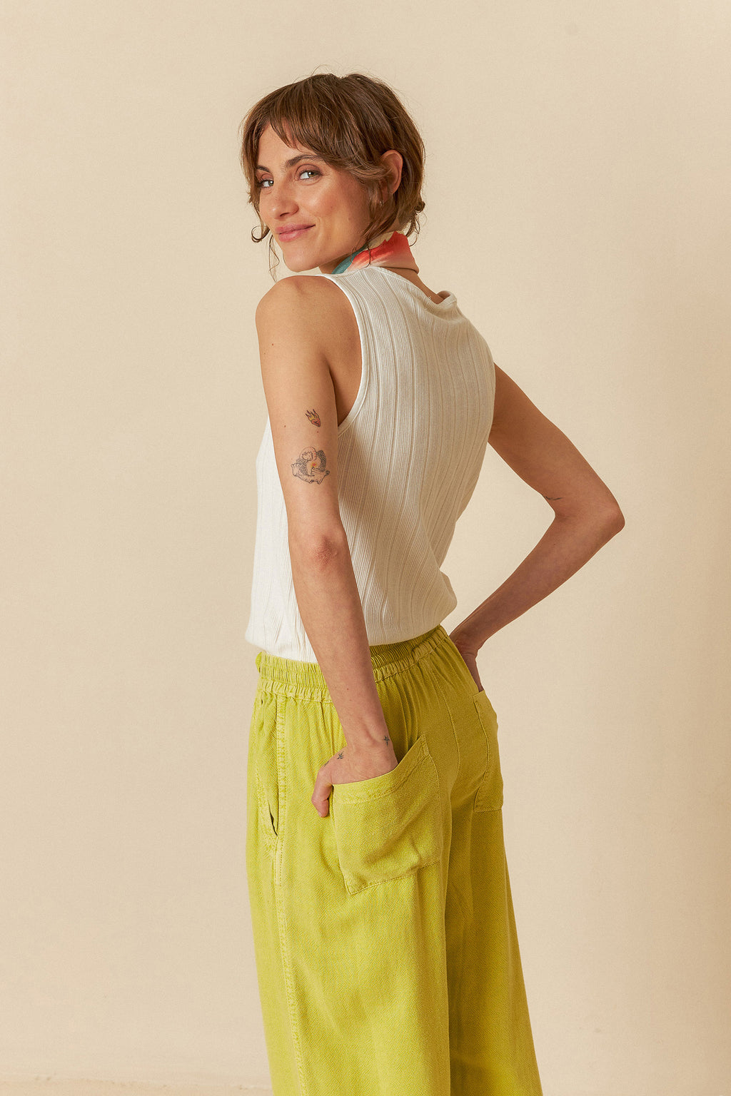 Indi & Cold Maxi Wide Leg Pants (AD268) - Pistacho