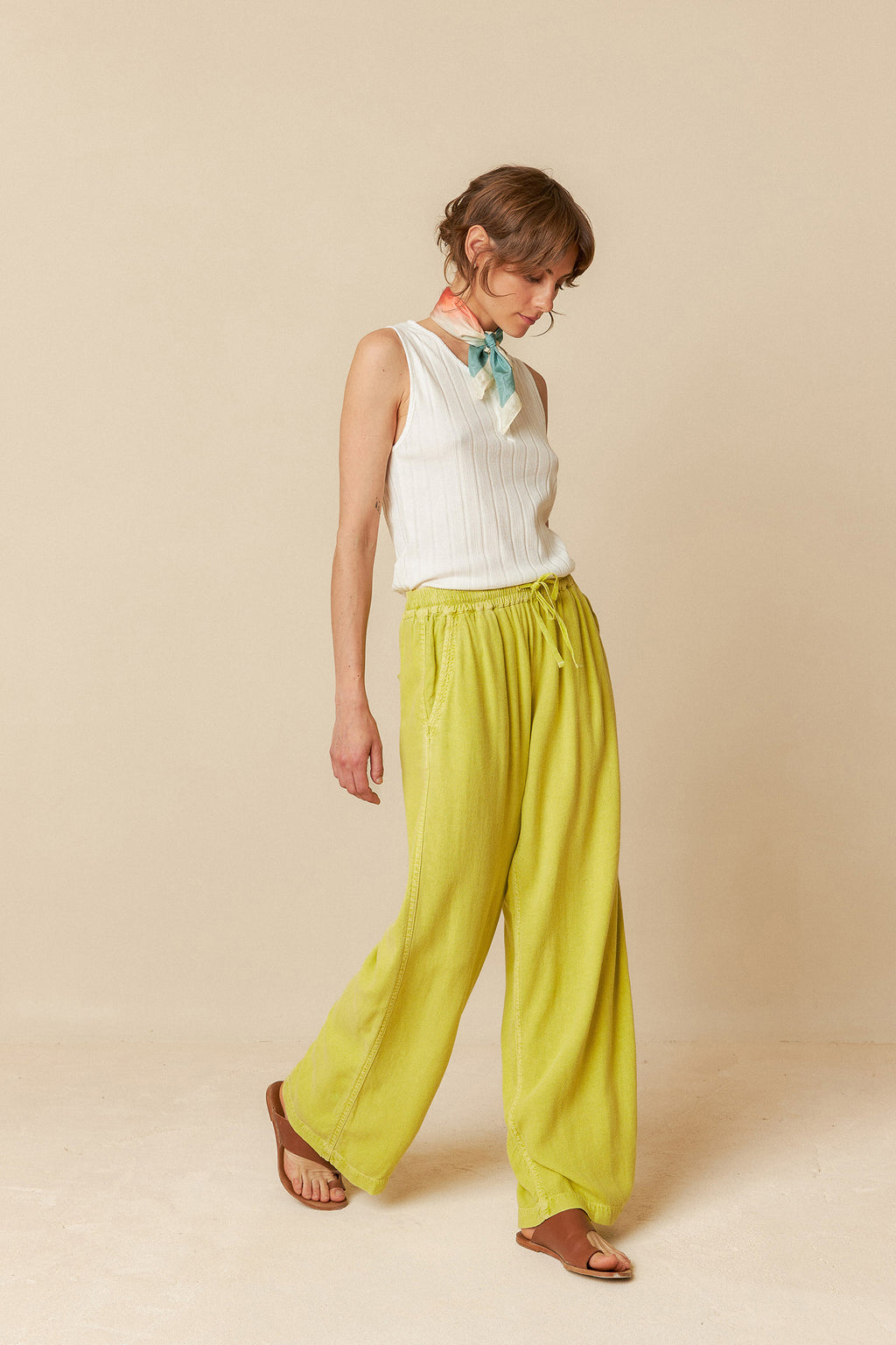 Indi & Cold Maxi Wide Leg Pants (AD268) - Pistacho