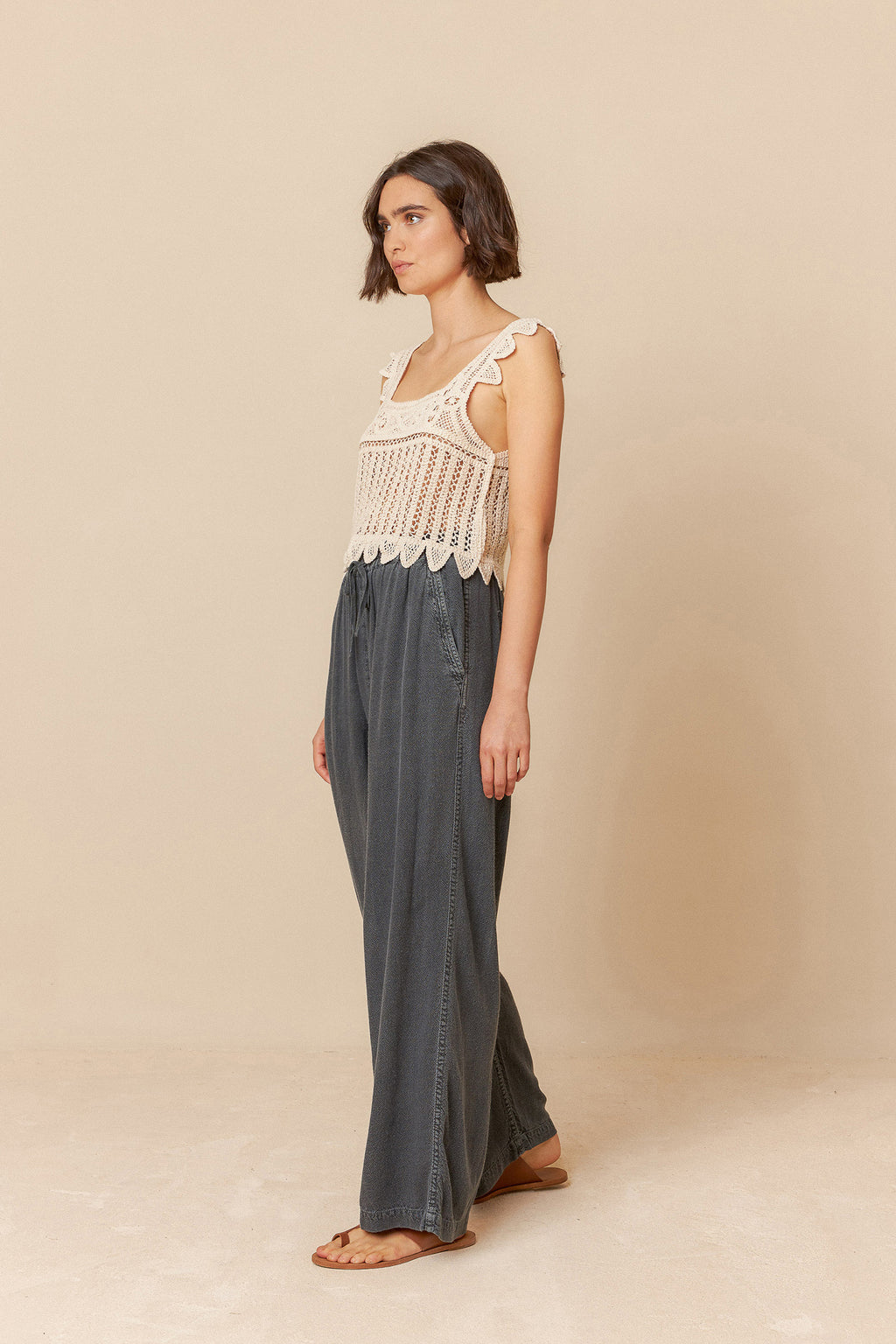 Indi & Cold Maxi Wide Leg Pants (AD268) - Carbon