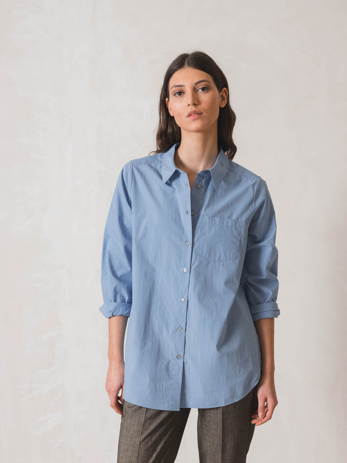 Indi & Cold Essential Poplin Shirt (AD431) - Cielo
